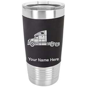lasergram 20oz vacuum insulated tumbler mug, truck cab, personalized engraving included (silicone grip, black)