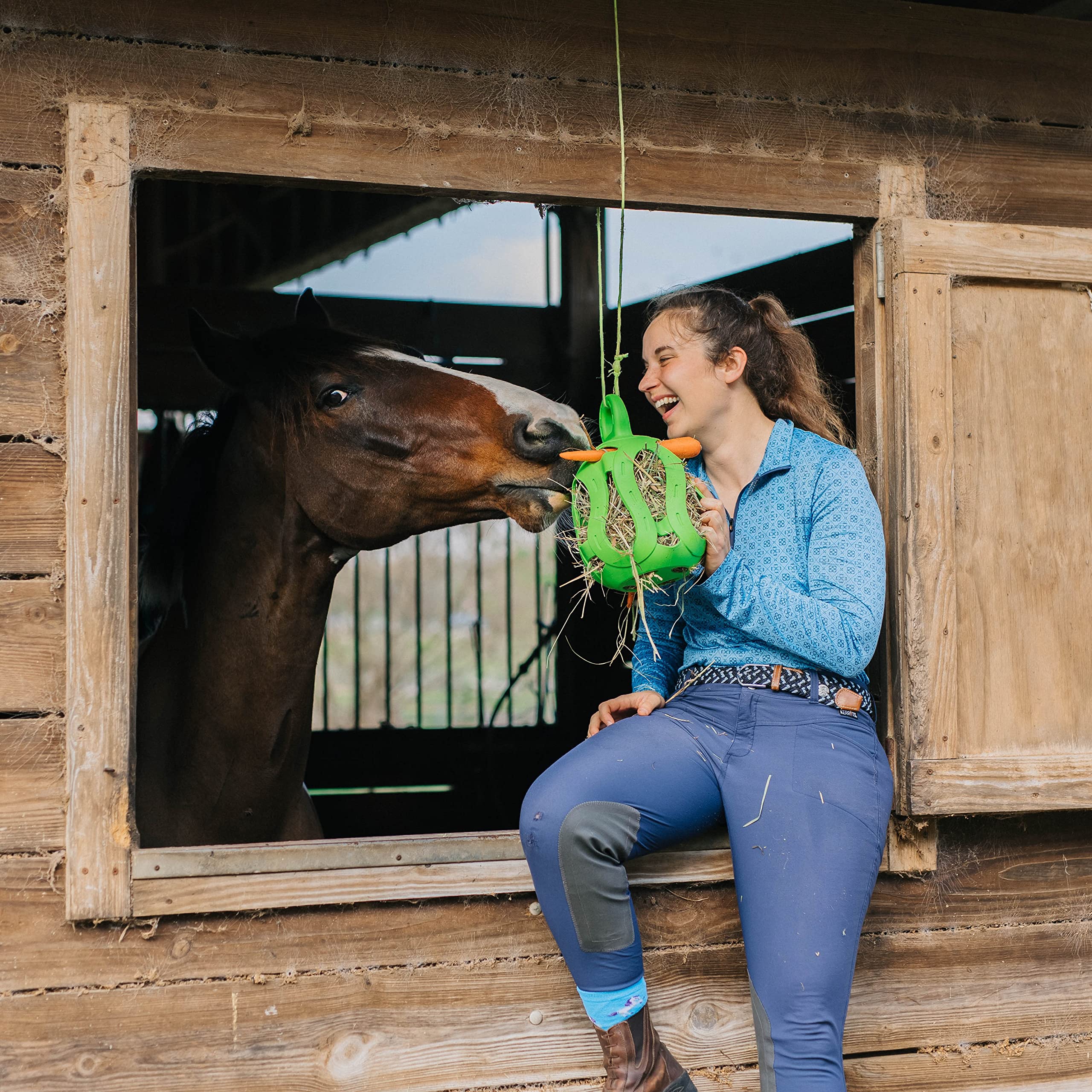 Horsemen's Pride Jolly Hay Ball Stall Toy for Horses, Green