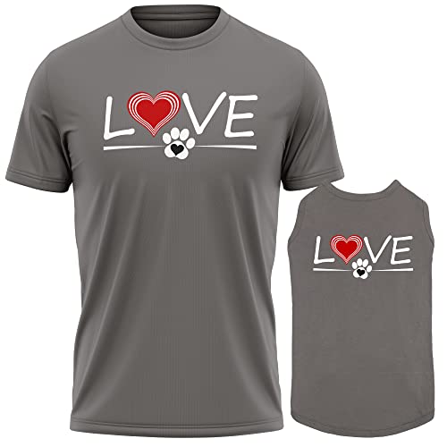 Classy Dog and Owner Outfit T-Shirt - Love Heart Pet & Owner Matching Shirts Cute Dog Clothes