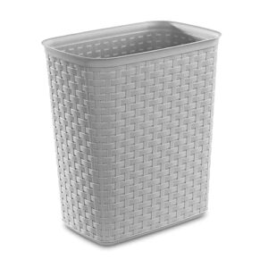 sterilite 10386a06 weave 5.8 gallon plastic home office bedroom bathroom waste bin basket trash garbage can, cement gray (18 pack)