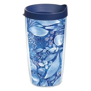 tervis creativeingrid - navy full flower made in usa double walled insulated tumbler travel cup keeps drinks cold & hot, 16oz, classic