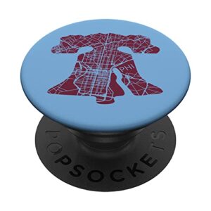 philadelphia street map liberty bell vintage maroon philly popsockets swappable popgrip