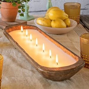 mainevent wooden dough bowl candles 20 inch, farmhouse dough bowl candles, table centerpiece wooden dough bowl soy candle wooden bowl candle boat wooden candle bowl bread bowl candle wood dough