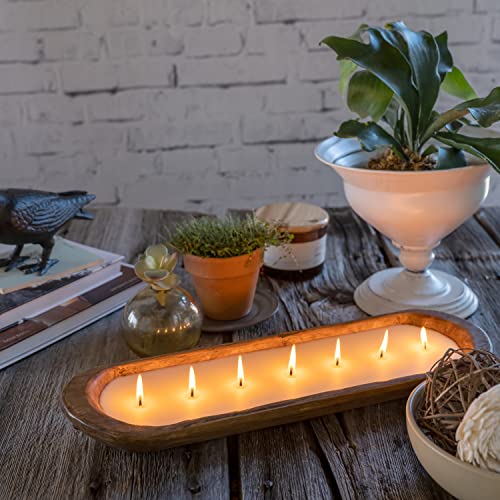 MAINEVENT Wooden Dough Bowl Candles 20 Inch, Farmhouse Dough Bowl Candles, Table Centerpiece Wooden Dough Bowl Soy Candle Wooden Bowl Candle Boat Wooden Candle Bowl Bread Bowl Candle Wood Dough