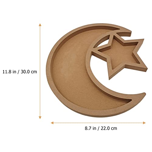 PRETYZOOM Eid Mubarak Party Food Serving Plate Ramadan Kareem Moon Star Shape Tray Cake Dessert Display Holder for Islam Muslim Party Festival Table Decor