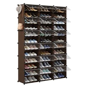 maginels 72-pair shoe rack organizer expandable free standing stackable space saving storage cabinet for entryway, hallway and closet, brown