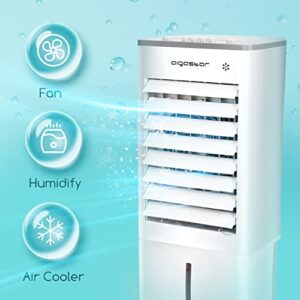 Aigostar 3-in-1 Evaporative Air Cooler with 3 Modes, Fan/Cooling/Humidifier, 72° Wide Oscillation, 1.8 Gallons Visualized Water Tank, Cooling Fan Swamp Cooler for Home Room, White