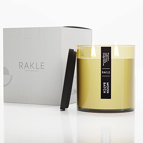 RAKLE Candles for Home Scented – Bergamot Cedarwood Scented Candle 16.9 oz – Premium Soy Wax Blend Candle Jar with Lid for Home, Meditation, Aromatherapy – Delightful Long Lasting Scents