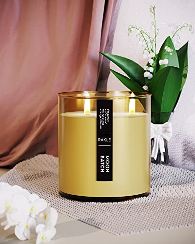 RAKLE Candles for Home Scented – Bergamot Cedarwood Scented Candle 16.9 oz – Premium Soy Wax Blend Candle Jar with Lid for Home, Meditation, Aromatherapy – Delightful Long Lasting Scents