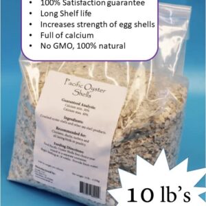 Pacific Oyster Shells - Crushed Oyster Shell Calcium Supplement for Egg-Laying Poultry (Chickens & Ducks) (10)