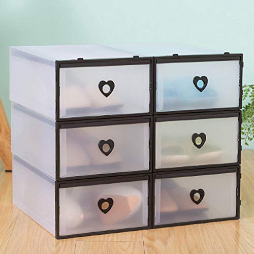 20 Pack Shoe Storage Boxes, Clear Plastic Stackable Foldable Shoe Organizer Bins, Drawer Type Front Opening Shoe Sneaker Holder Containers