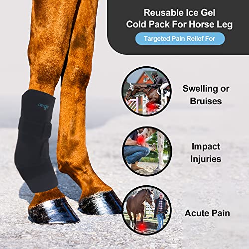 NEWGO Horse Ice Pack Reusable Horse Leg Wrap for Injury, Cooling Horse Knee Wrap Full Coverage Leg Ice Boot Cold Pack 1 Wrap with 2 Gel Packs for Knee, Legs, Boots, and Hooves