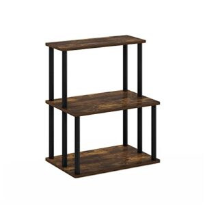 furinno turn-n-tube 3-tier toolless kitchen storage shelf, amber pine/black
