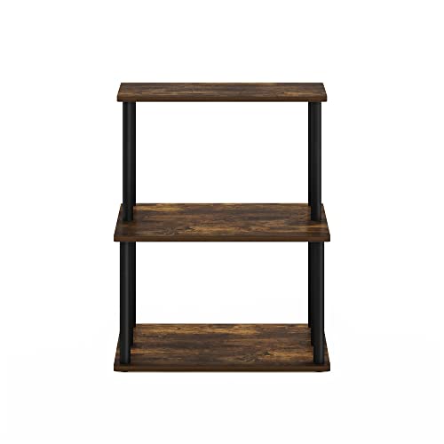 Furinno Turn-N-Tube 3-Tier Toolless Kitchen Storage Shelf, Amber Pine/Black