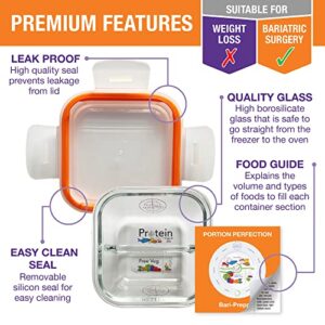 Portion Perfection Bariatric Kit-N-Karry Insulated Bariatric Lunch Box System with 4 Glass Meal-Prep Bariatric Portion Control Containers, Bariatric Surgery for Gastric Bypass, Sleeve Gastrectomy