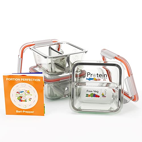 Portion Perfection Bariatric Kit-N-Karry Insulated Bariatric Lunch Box System with 4 Glass Meal-Prep Bariatric Portion Control Containers, Bariatric Surgery for Gastric Bypass, Sleeve Gastrectomy