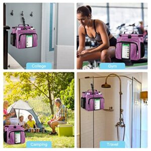 Bukere Portable Shower Caddy College Dorm Room Essential, Shower Caddy Tote Bag for Student, Girl, Women, Separate Compartment, Large Capacity, Quick Dry Mesh Base for Travel, Gym, Camp, Purple