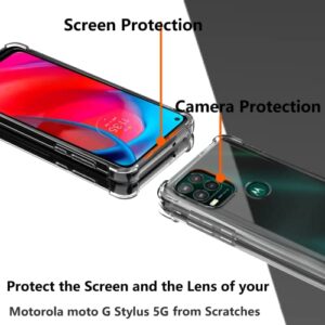 VAKS Crystal Clear Compatible with Moto G Stylus 5G (2021) Case with Tempered Glass Screen Protector [Shockproof Corners] Slim Thin Soft TPU Phone Case,Crystal Clear