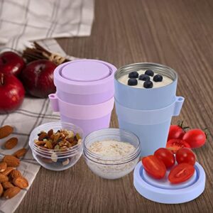 Wheelive Insulated Yogurt Container with Lid, Leak Proof Stainless Steel Parfait Cups with Lids and Reusable Plastic Spoon, 17oz Overnight Oats Containers with Lid On the Go, Dishwasher Freezer Safe