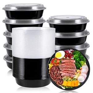 muchii [50 pack meal prep container, 24 oz round to go containers with lids, plastic containers for food microwave and freezer safe.