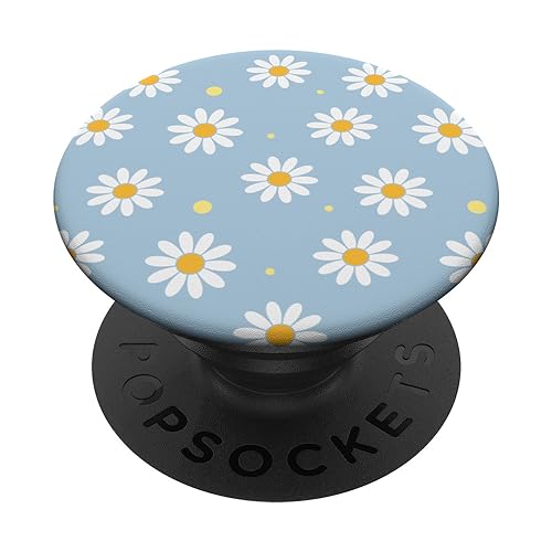 Light Blue Pastel White Daisy Flower Cute Pastel Aesthetic PopSockets Standard PopGrip