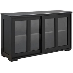 homcom sideboard buffet cabinet, stackable credenza, coffee bar cabinet with sliding glass door and adjustable shelf, black