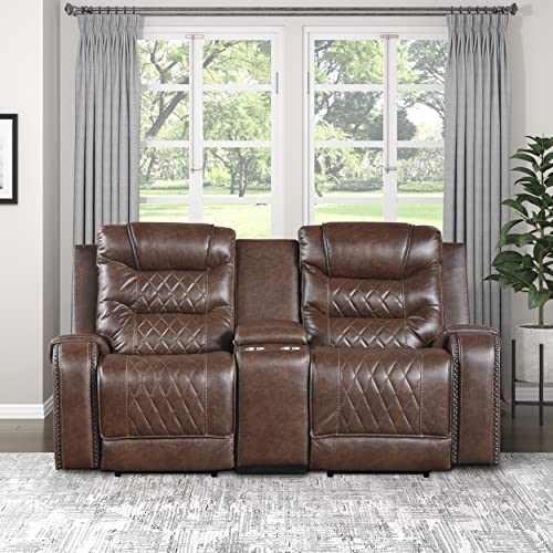 Lexicon Derringer Wall Hugger Power Double Reclining Loveseat, Brown