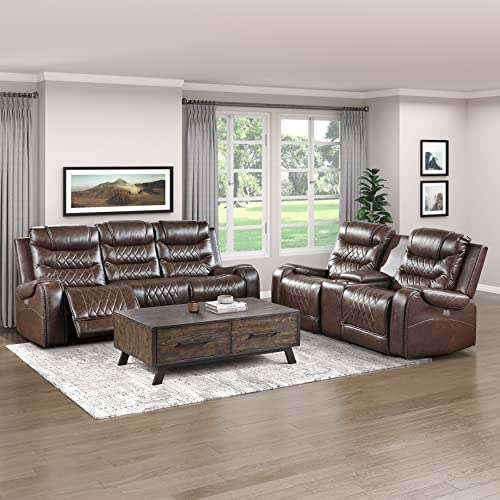 Lexicon Derringer Wall Hugger Power Double Reclining Loveseat, Brown