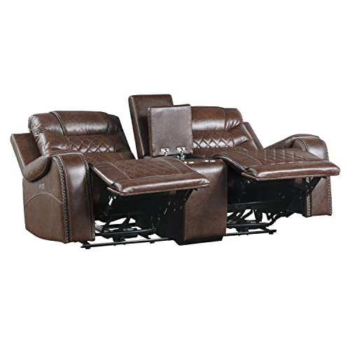 Lexicon Derringer Wall Hugger Power Double Reclining Loveseat, Brown