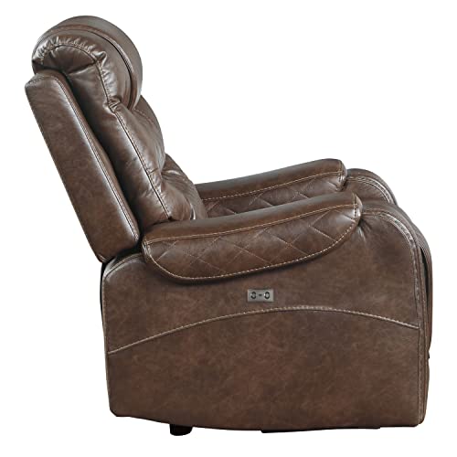 Lexicon Derringer Wall Hugger Power Double Reclining Loveseat, Brown