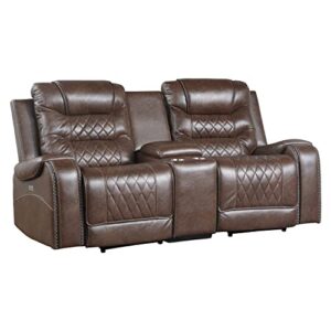 Lexicon Derringer Wall Hugger Power Double Reclining Loveseat, Brown