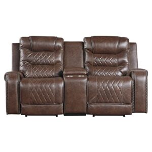 Lexicon Derringer Wall Hugger Power Double Reclining Loveseat, Brown