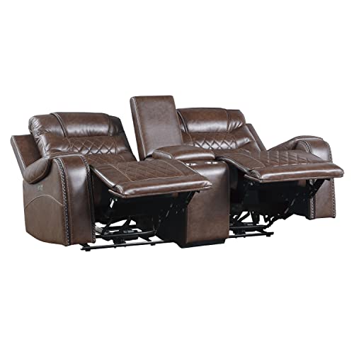 Lexicon Derringer Wall Hugger Power Double Reclining Loveseat, Brown