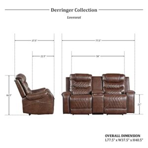 Lexicon Derringer Wall Hugger Power Double Reclining Loveseat, Brown