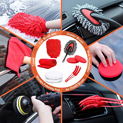 32Pcs Car Detailing Kit, Car Detailing Drill Brush Kit, Car Detailing Brush Set, Car Detailing Brushes & Car Wash Kit, Car Accessories for Women, Car Cleaning Brushes for Interior, Exterior, Wheels