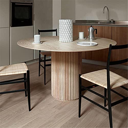 BAYCHEER Round Pedestal Casual Table Simplicity Style Circular Tabletop Dining Room Home Furniture - Wood 27.6" L x 27.6" W x 29.5" H (Table Only)