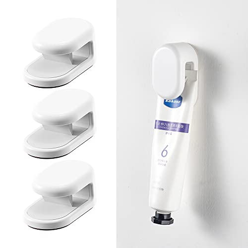 BEZOX Toothpaste Tube Holder Wall Mount Utility Hook – Face Cream Tubes Hanger Wall Mounted Tooth Paste Organizers Gripper, 3 PCS