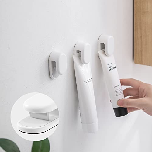 BEZOX Toothpaste Tube Holder Wall Mount Utility Hook – Face Cream Tubes Hanger Wall Mounted Tooth Paste Organizers Gripper, 3 PCS