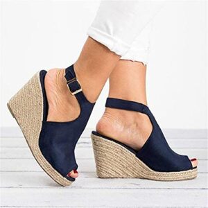 FABIURT Nude Sandals for Women, Walking Sandals Women, Women's Open Toe Buckle Ankle Strap Platform Wedge Sandals Platform Sandals