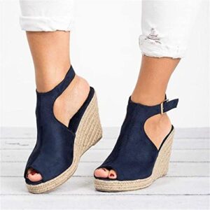 FABIURT Nude Sandals for Women, Walking Sandals Women, Women's Open Toe Buckle Ankle Strap Platform Wedge Sandals Platform Sandals