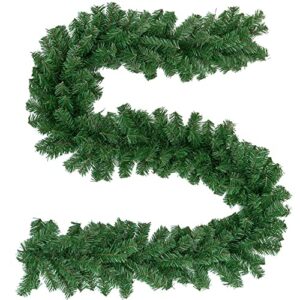 8.9ft garland for christmas decorations, non-lit soft green holiday decorations for outdoor or indoor use, premium quality christmas garland home garden, wedding party decorations - 1pack