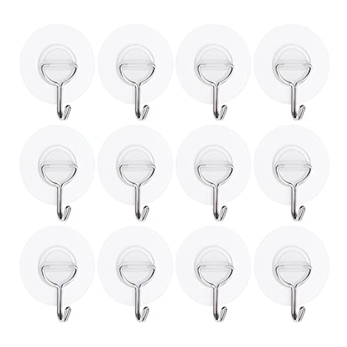 Kiemeu Clear Plastic Hooks for Hanging Adhesive Wall Hooks Heavy Duty Strong Sticky Hooks for Wall
