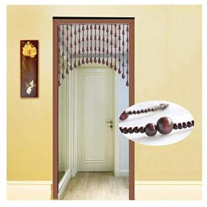 happlignly wooden beads door string curtains -31 / 41strands room divider retro closet decoration arch shape, customizable size (color : 41 strands-120cmx90cm)