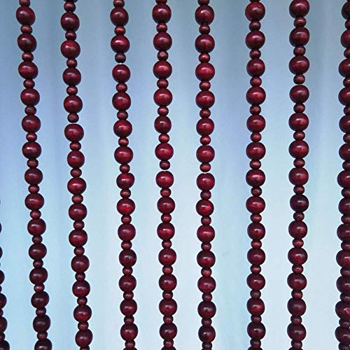 HAPPLiGNLY 33 Strands Beaded Door Curtains for Doorways Wood Bead String Curtain for Room Dividers Red Wine Handmade Home Entrance Partition Decoration, Multi-Size Customizable (Size : 100x21