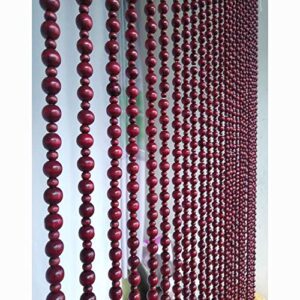 happlignly 33 strands beaded door curtains for doorways wood bead string curtain for room dividers red wine handmade home entrance partition decoration, multi-size customizable (size : 100x21
