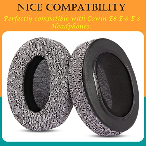 TaiZiChangQin Upgrade Thicker Ear Pads Cushion Memory Foam Replacement Compatible with Cowin E8 E-8 E 8 Headphone (Gray Fabric Earpads)