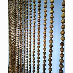 okuoka beaded door curtains for doorways wood bead string curtain for room dividers -21 strands home hanging curtain entrance ornaments retro style, size customizable (size : 60x155cm)