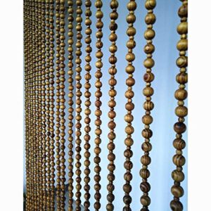 OKUOKA Beaded Door Curtains for Doorways Wood Bead String Curtain for Room Dividers -21 Strands Home Hanging Curtain Entrance Ornaments Retro Style, Size Customizable (Size : 60x155cm)