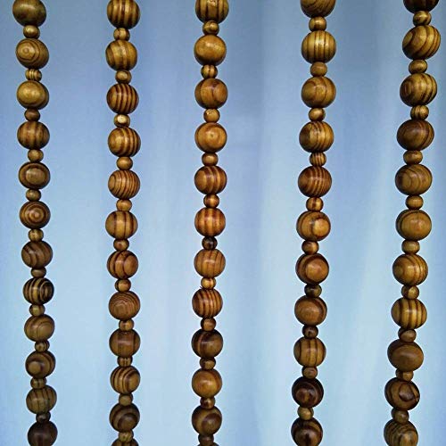 OKUOKA Beaded Door Curtains for Doorways Wood Bead String Curtain for Room Dividers -21 Strands Home Hanging Curtain Entrance Ornaments Retro Style, Size Customizable (Size : 60x155cm)