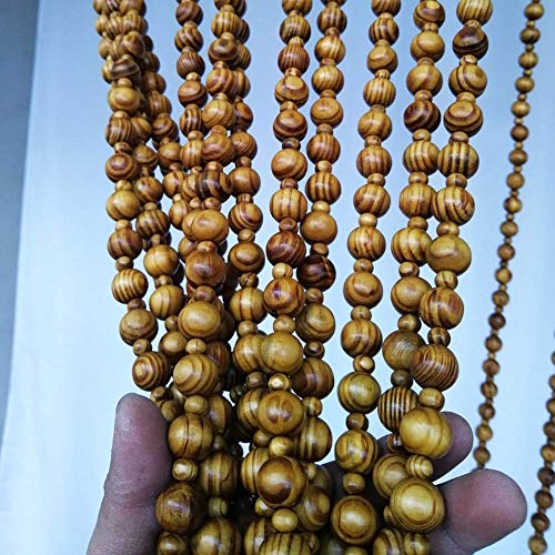 OKUOKA Beaded Door Curtains for Doorways Wood Bead String Curtain for Room Dividers -21 Strands Home Hanging Curtain Entrance Ornaments Retro Style, Size Customizable (Size : 60x155cm)